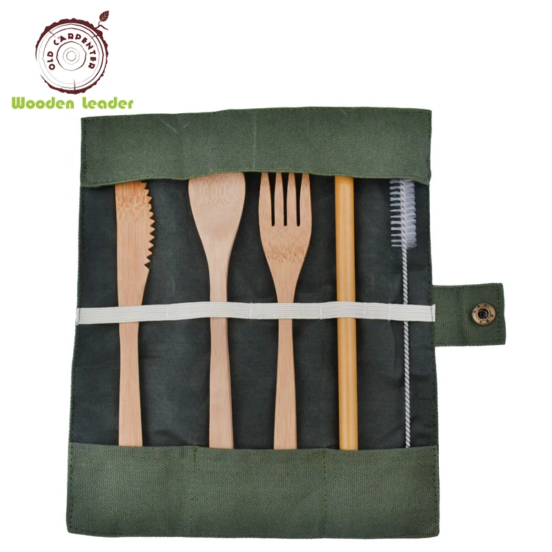

Reusable Utensils Bamboo Wooden Travel Cutlery Set