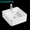 Hotel lavatory square shape wash face art basin bathroom small size table top ceramic sink