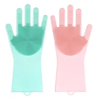 

Heat Resistance Kitchen Magic Silicone Gloves , Silicone Dish Washing Scrubber Gloves