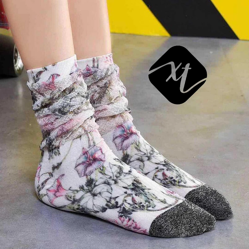 

custom design colorful in stock 3D print fashion girls women tube crew pile loose fiber socks