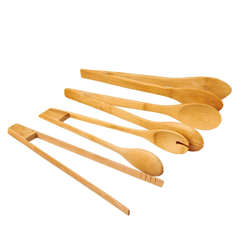 

Food Grade Bamboo Wood Food Tong for Salad Bread Kitchen Tongs, Customized