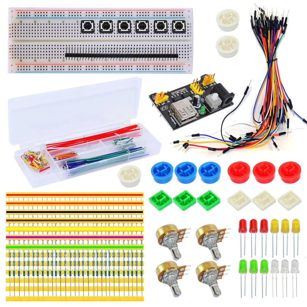 

Okystar OEM/ODM Electronics Component Basic Starter Kit with Breadboard Cable Resistor Capacitor LED Potentiometer