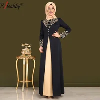 

High quality long sleeve fashion hot stamping printing party dubai robes abaya muslim dresses