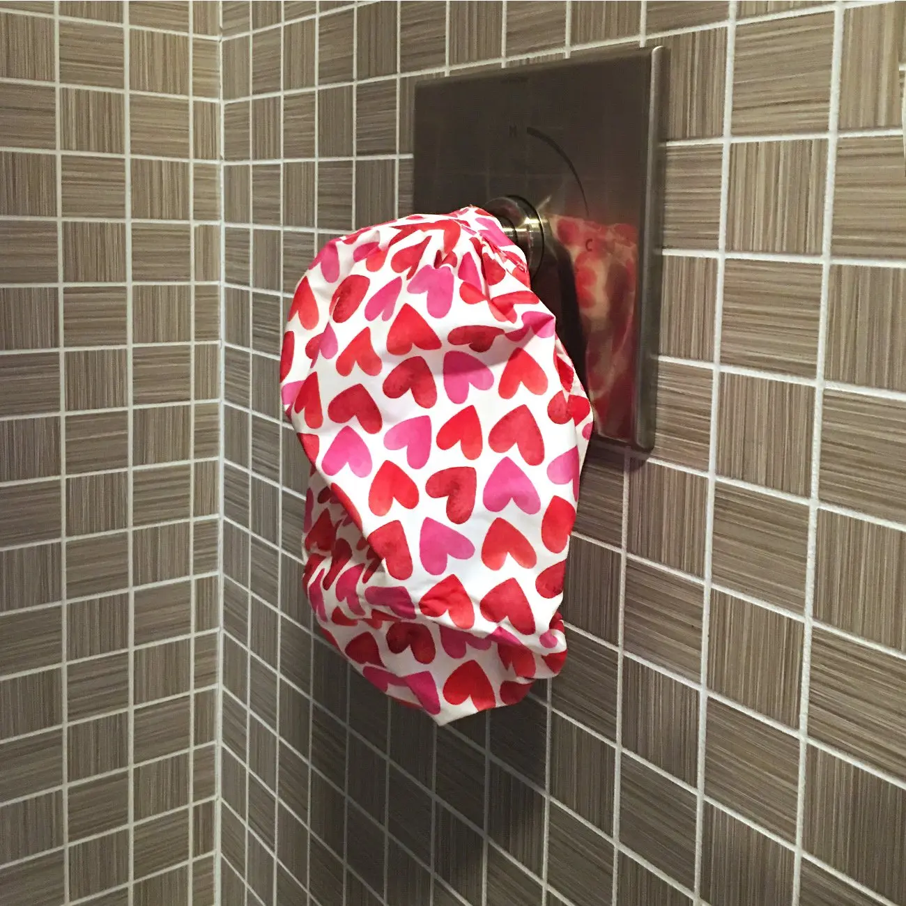 
Wholesale New Model Heart Print Waterproof Shower Cap Turban Girl 