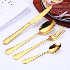 Image of Stainless steel 4-piece sleeve gold plated design european tableware