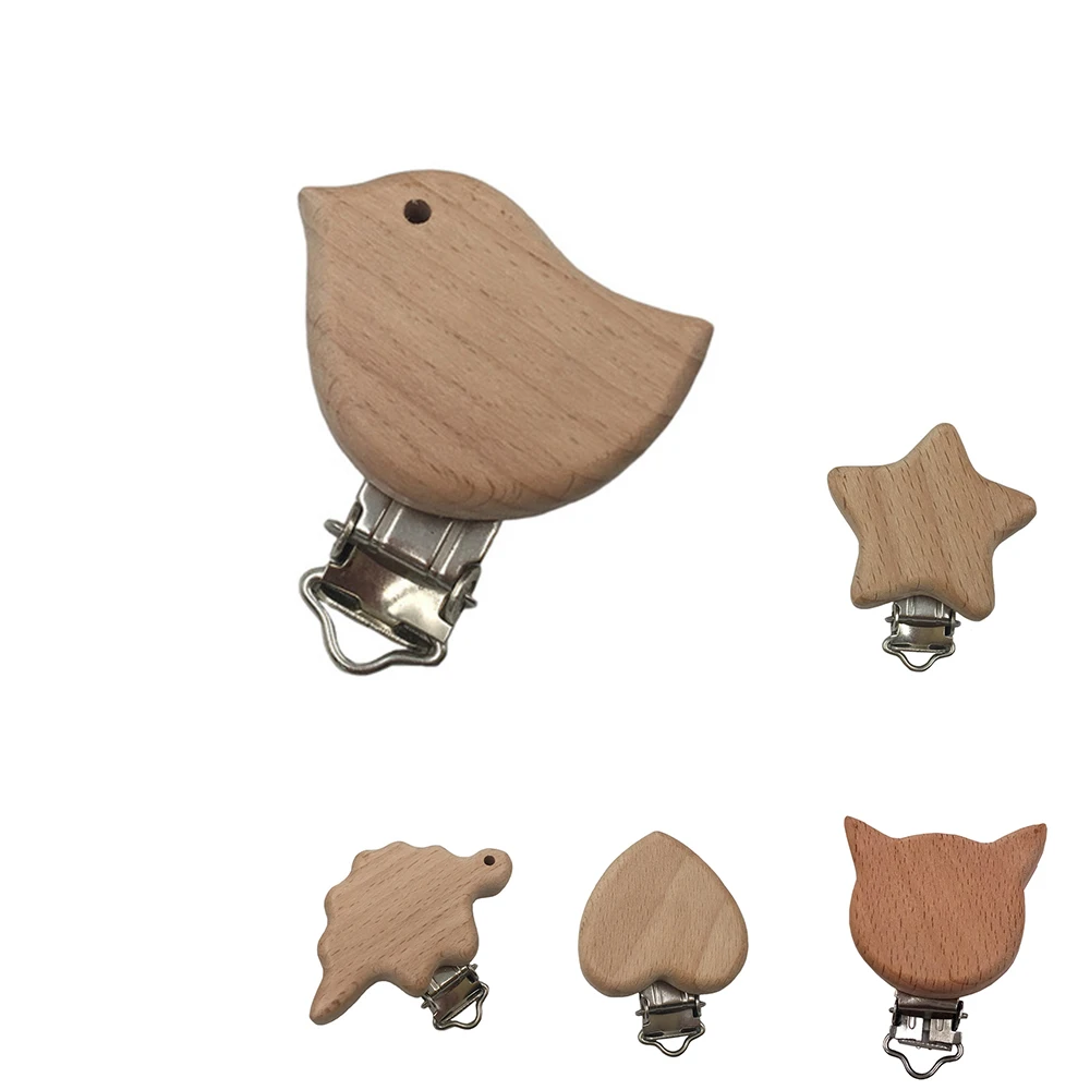 

Infant Wooden Animal Pacifier Holder Clip DIY Teething Baby Soother Pacifier Chain Making