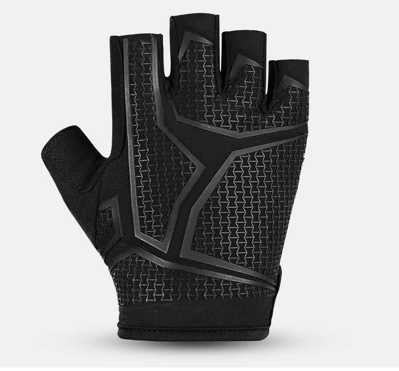 

High Quality Shock Resistant SBR Full Palm Protection 3D KPU Lycra Cycling Bike Gloves, Black