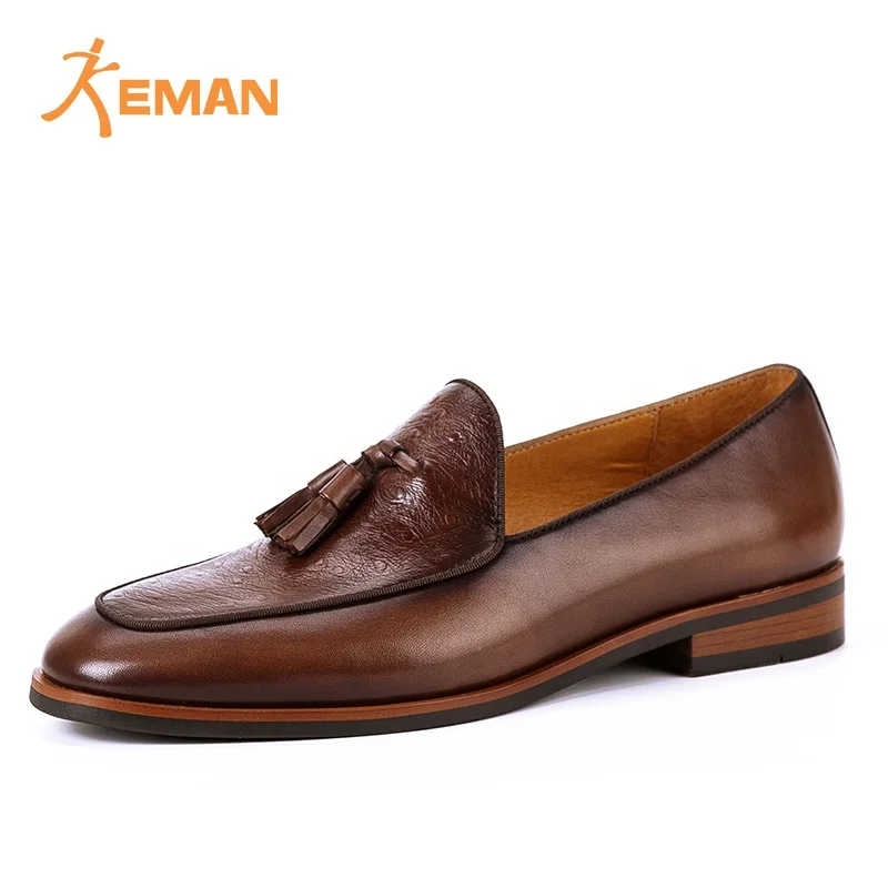 

2020 latest design Italian style fringe loafers luxury men's full grain leather dress shoes, Any color