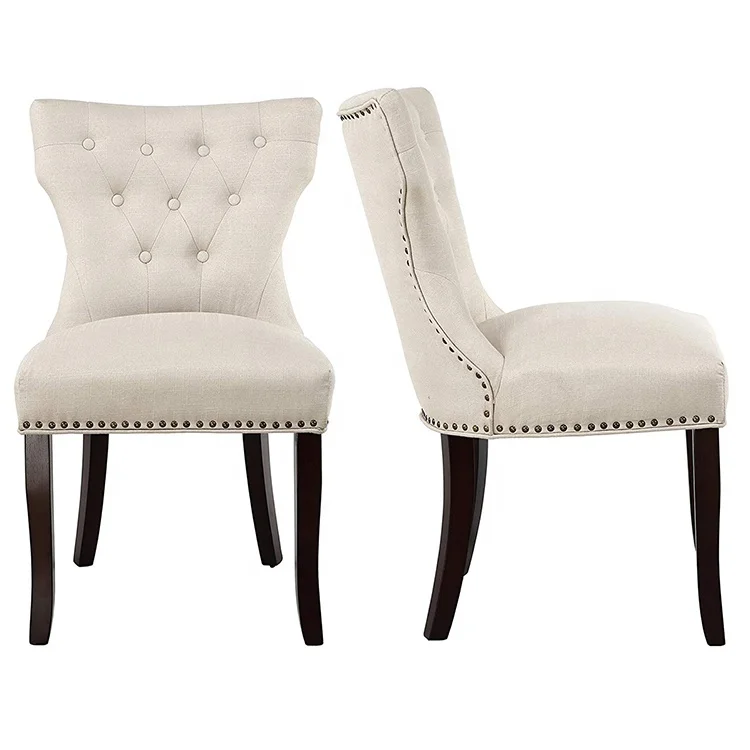 Tufted Upholstered Button Wooden Furniture Fabric Restaurant Dining