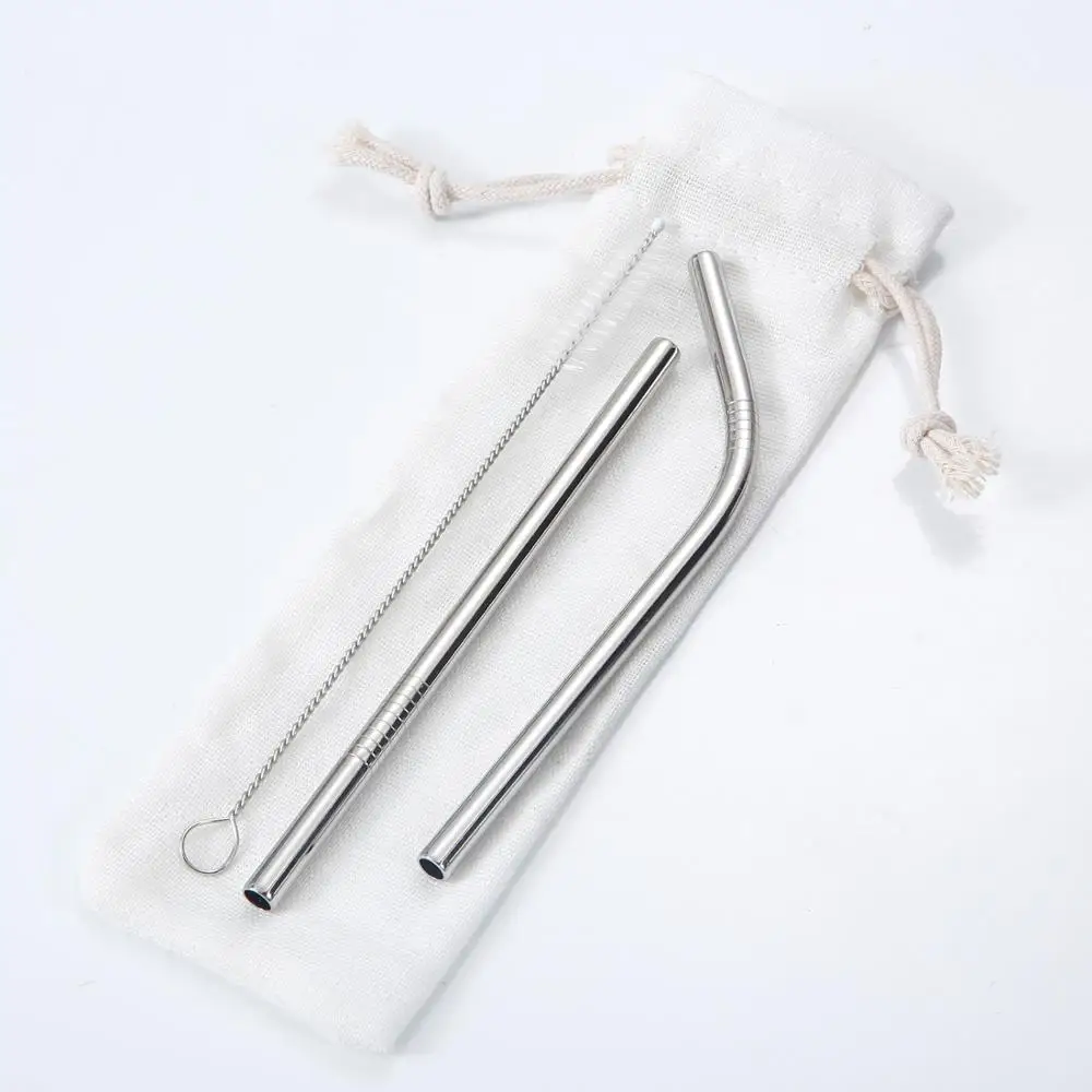 

2019 Hottest Environmentally Friendly Children's Stainless Steel Straws Reusable Metal Straw, Silver