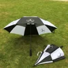 White black checked golf umbrella double layer auto open