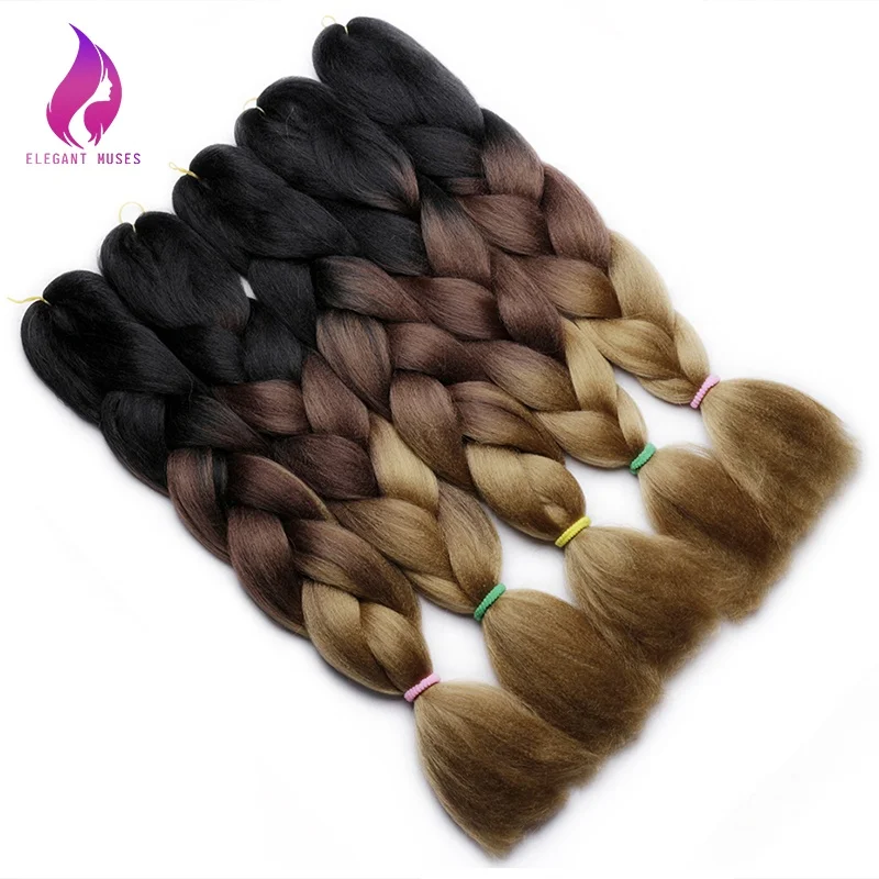 
Whole sale Ombre Color Synthetic Braiding Hair Crochet Braid Hair Cheap Hair Extensions For African Black Women Jumbo Braids  (62080164709)