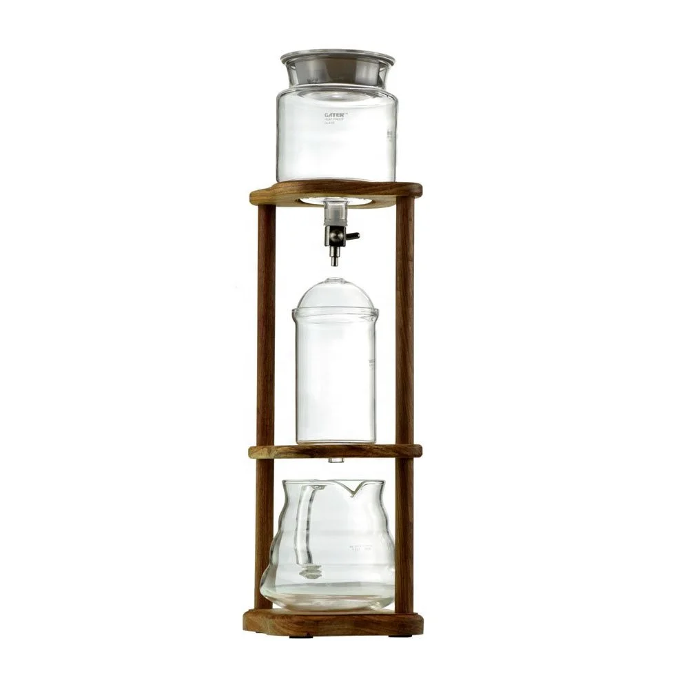 

360ml/580ml/780ml Iced Coffee Cold Brew Dripper Maker Rosewood Pillar Coffee Tower BDH1/BDH2/BDH3, Clear