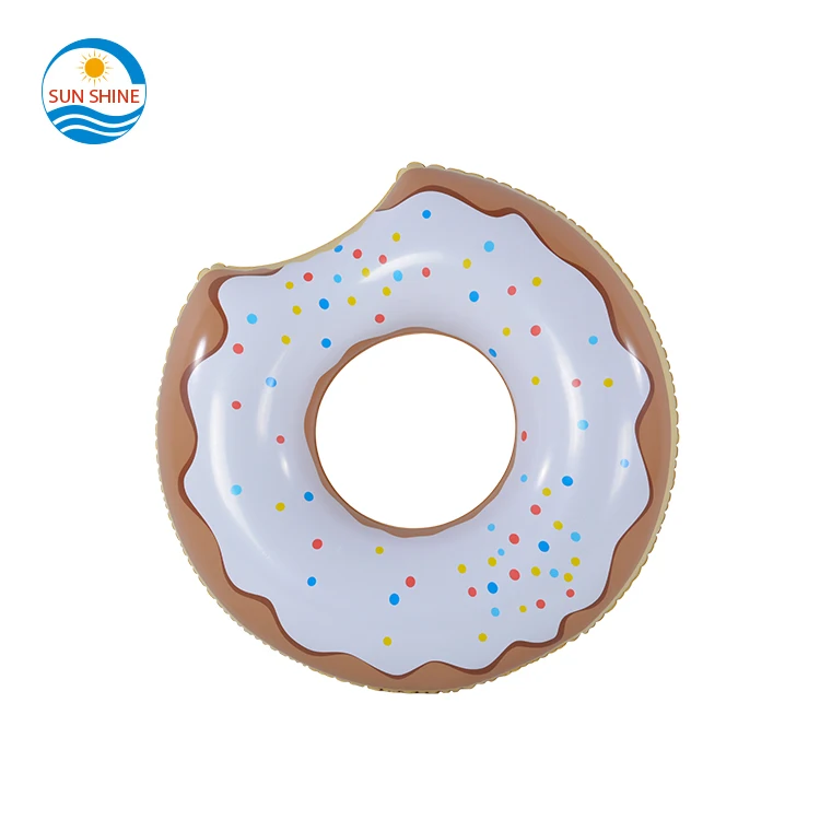 

Custom Adult Inflatable White Donut Pool Float Ring For Swimming Party