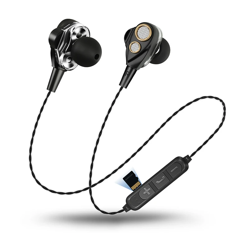 

Universal TF Card Dual Driver Super Bass Bluetooth Sport Earphone with Mic Cheap