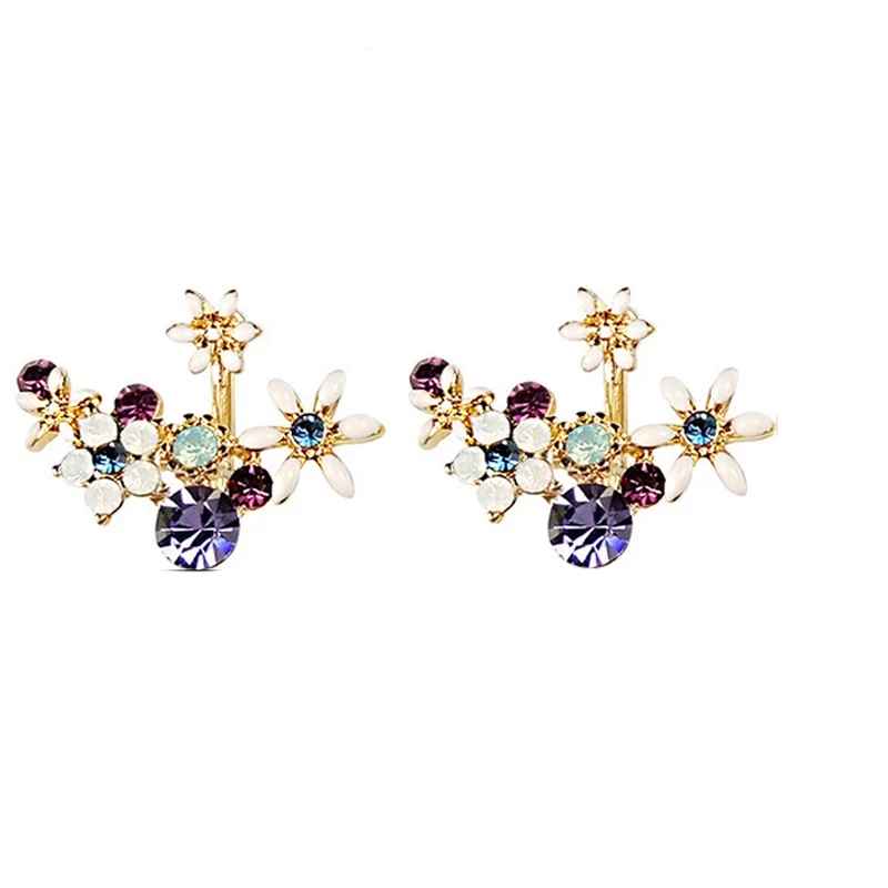 

Cute Romantic Lovely Flower Shape Convenient Simple Stud Earrings Copper Cubic Zirconia For Women Party, Colorful