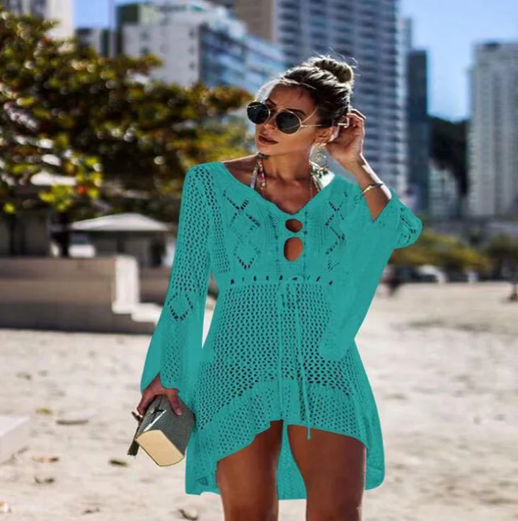 

Beach Swimsuit for Women Long Sleeve swimwear Coverups Bikini Cover up Net