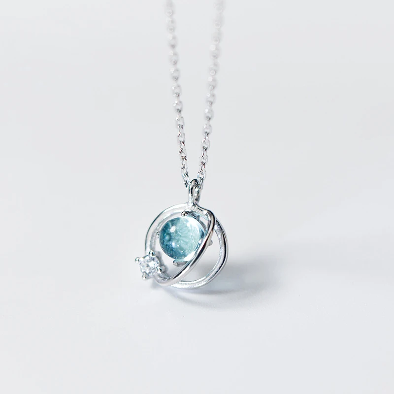 

100% 925 Silver Necklaces With Blue Stone Pendant Necklaces