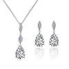 RAKOL Crystal Bridal Jewelry Fashion Zircon Long Teardrop Pendant Necklace Earrings Set S363