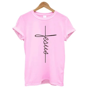 Hot Sale Summer Man Clothes Apparel T Shit Printing Christian Faith Vertical Cross Religious Top Tee Good Quality 2