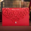 WISHMADE Factory Custom Red Laser Cut Invitations Cards with Envelope for Wedding Anniversary Sample