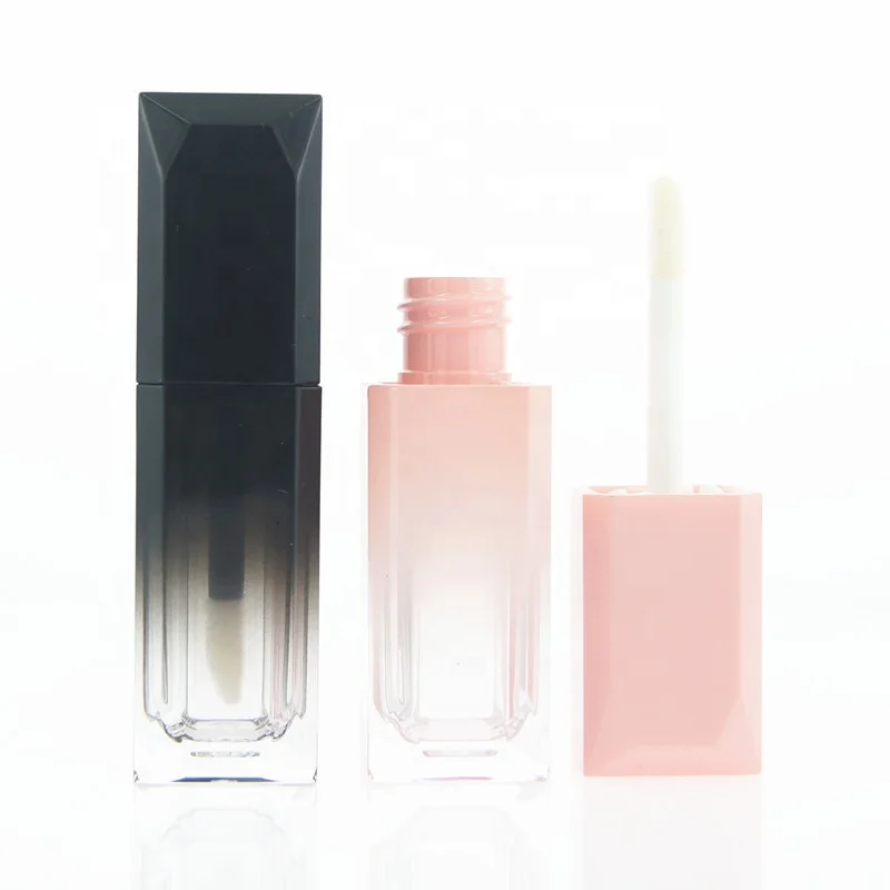 
5ml Popular design gradient black waterproof material lip gloss container with wands cosmetic liquid lip gloss tube 