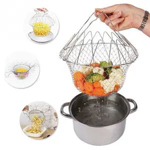 Image of Multi-Function Folding Rinse Stainless Steel Frying Basket Cook Special Kitchen Utensils