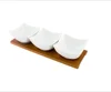 Hotel used snack dessert serving modern porcelain dish square ceramic dish set with wooden pallet
