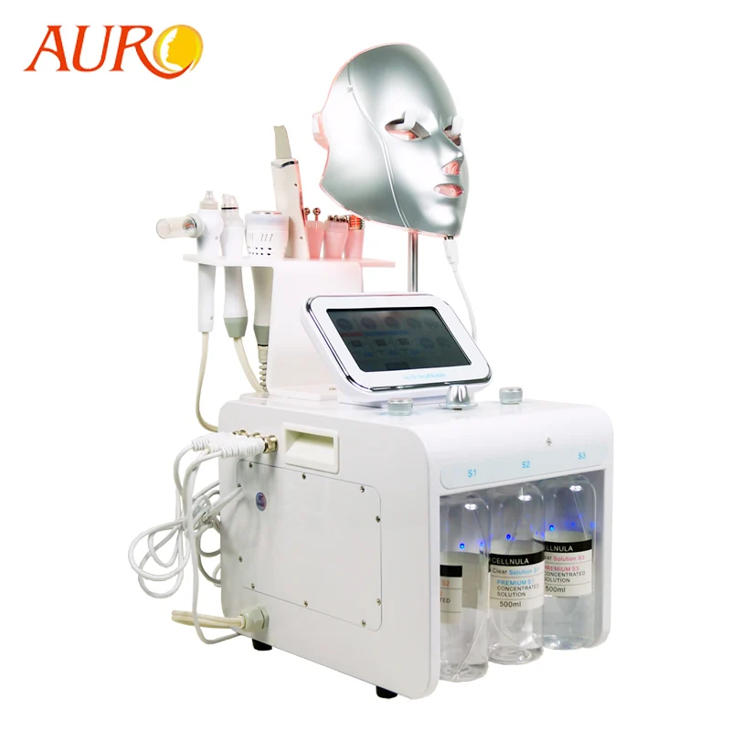 

Au-S516 Microcurrent Skin Lifting Water Dermabrasion LED Mask 8 in 1 Skin Solution Machine