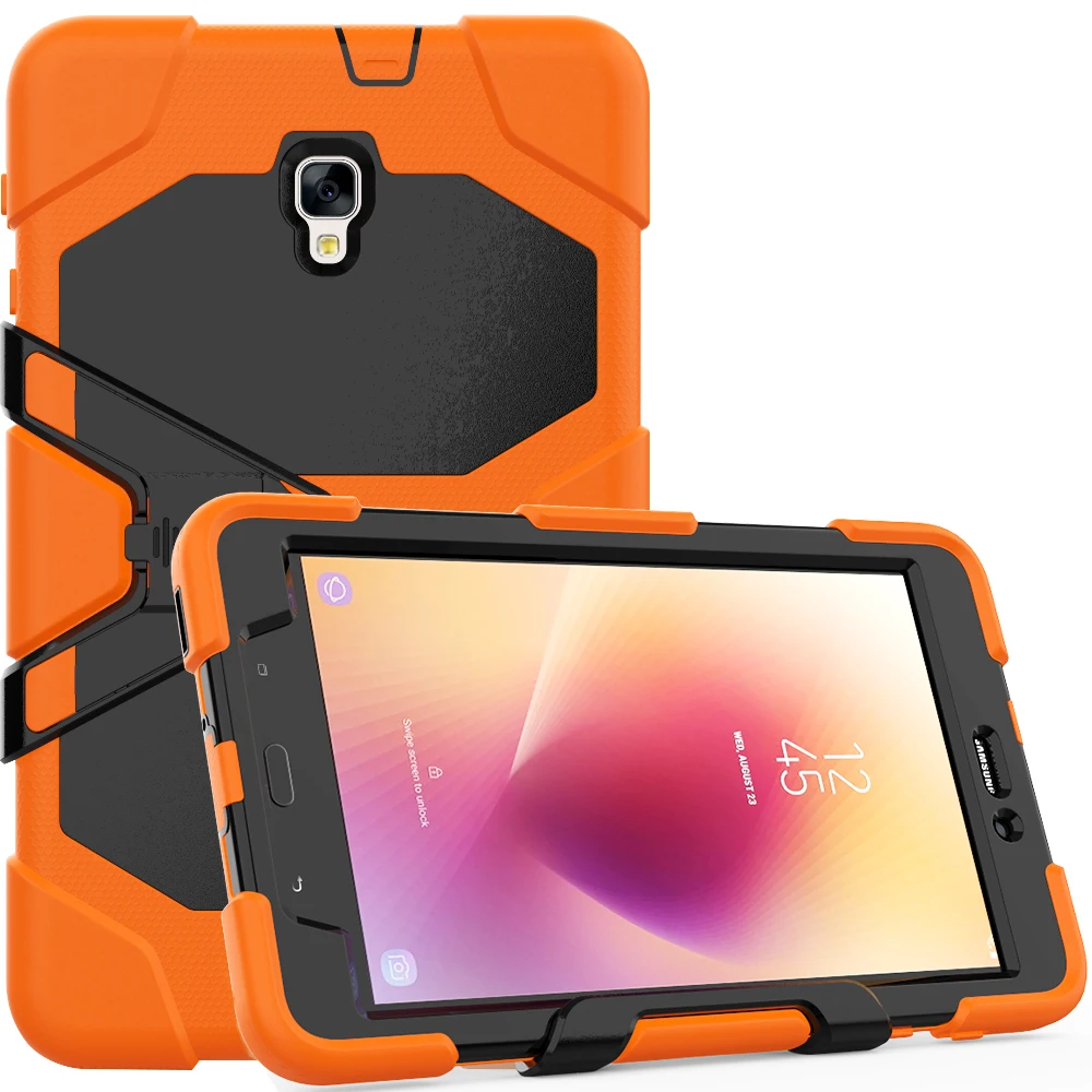 

Hybrid Shockproof Rugged Rubber Phone Cover Armor Kickstand Case with screen protector for Samsung Tab A 8.0 T380 T385 2017