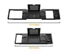 Eco-friendly Bamboo Black Extending Bathtub Caddy Adjustable Bath Tray with Movable Box Non-slip Rubber Readng Phone Rack