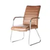 express office furniture Cheap middle back executive bow legs metal frame fixed armrest leather visitor office chair