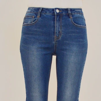 2019 Nueva Moda Otono Azul Senoras Skinny Denim Stretch Jeans