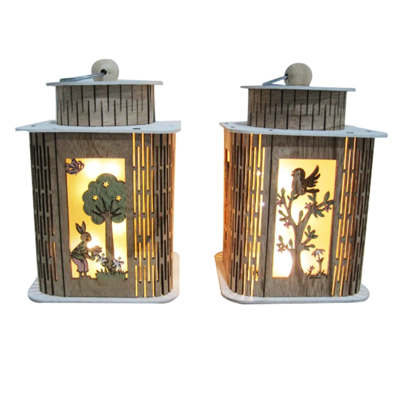 Wood Decoration Crafts Led Lantern For Easter Decoration Buy