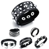 men punk bangles custom logo metal rivet leather bracelets bracelet homme