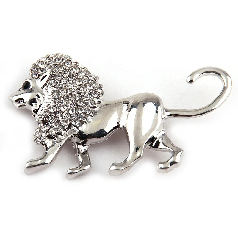 

Metal Lion Brooch ,Women Rhinestone Animal brooch, Men Alloy Brooch Wholesale, Rhodium