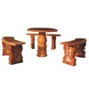 Round Table Courtyard Decoration Stone Dinning Table and Chairs Furniture