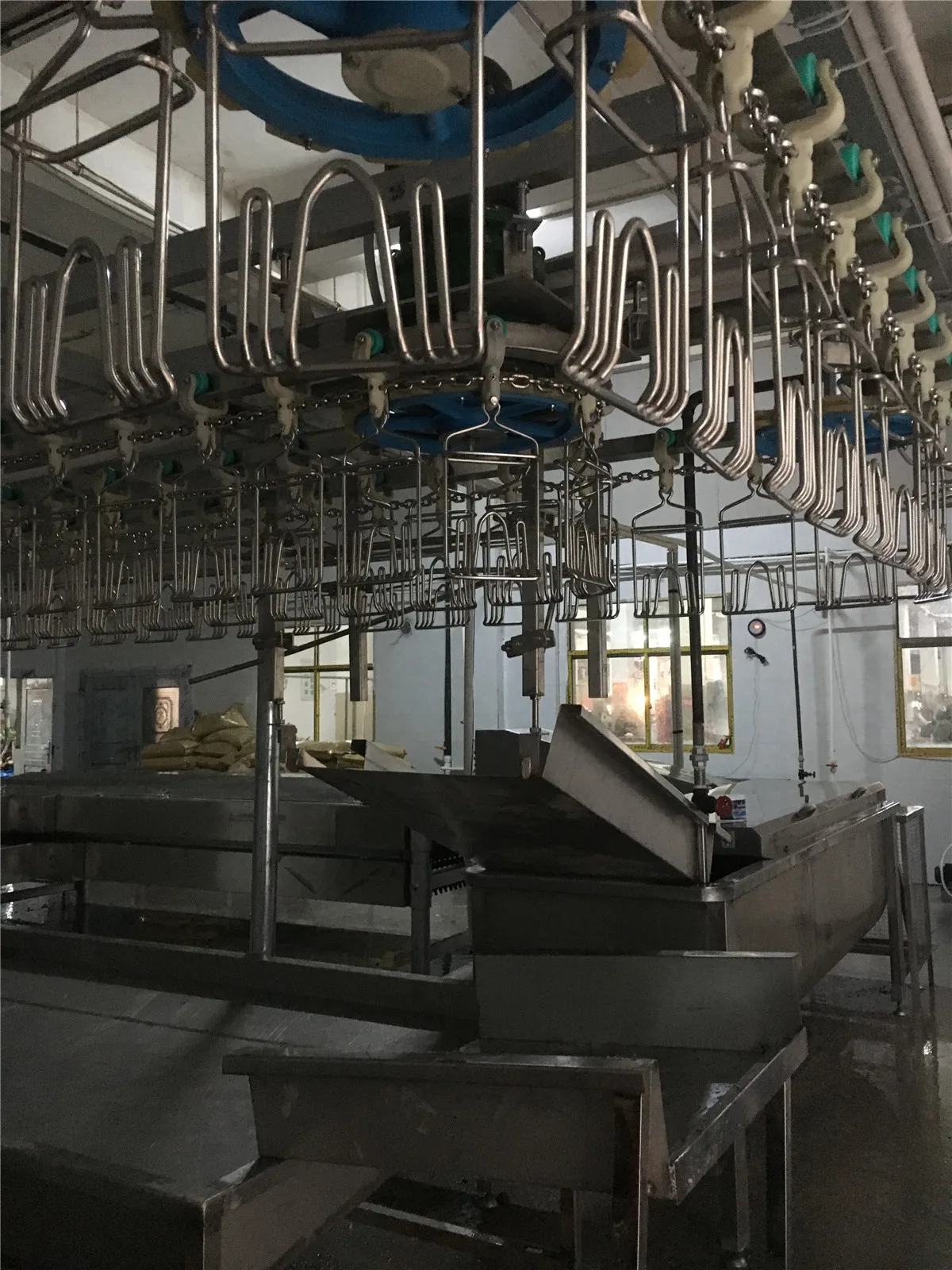 屠宰房和线的鸡屠宰链