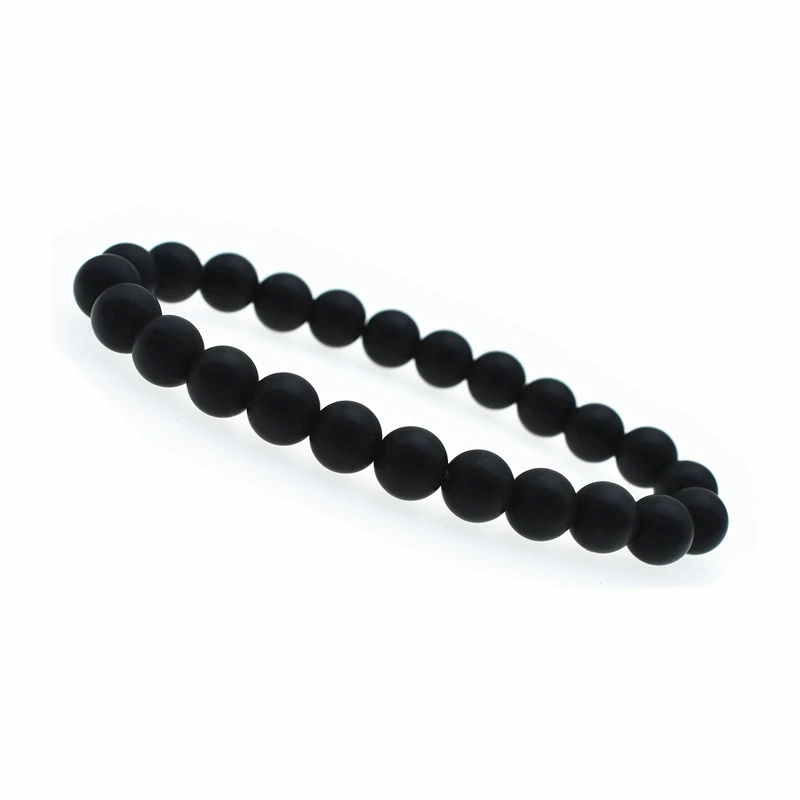 

8MM Matt Black Agate Classic Stone Bead Charm Bracelets & Bangles For Men Jewelry Gift Simple style bead bracelet