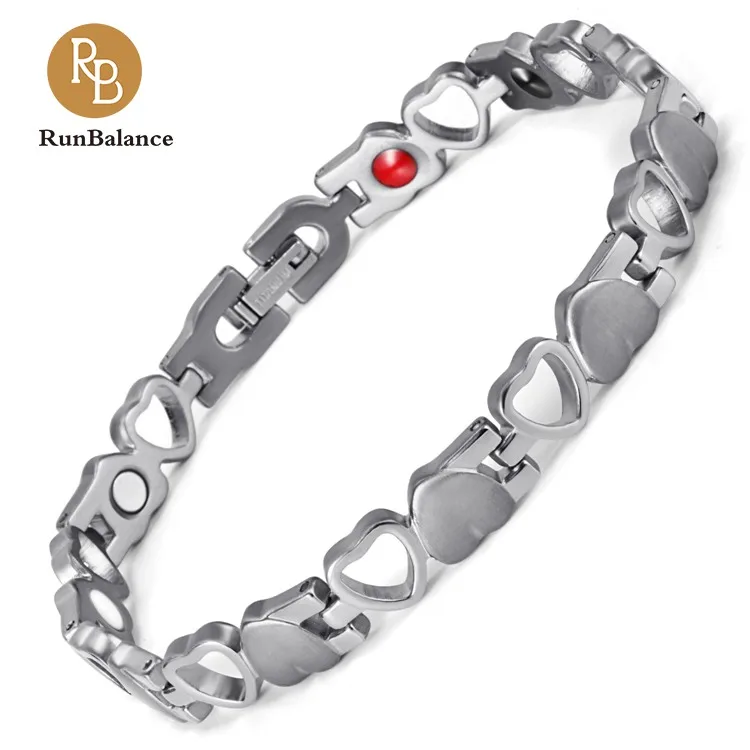 

RunBalance 1 Day Delivery 316L Stainless Steel healthcare Bracelet Wholesale Silver Heart Link, Silver and gold;rose gold for choose