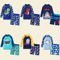 

Polyester Children's swimsuit Split long sleeves sunscreen and quick drying Boy's swimming trunks