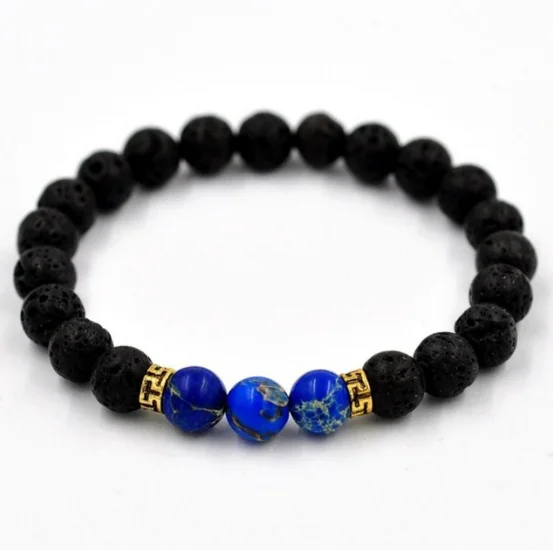 

8mm Gemstone Energy Bracelet For Men Women Natural stone Lava Bead Essential Oil Diffuser Bracelet