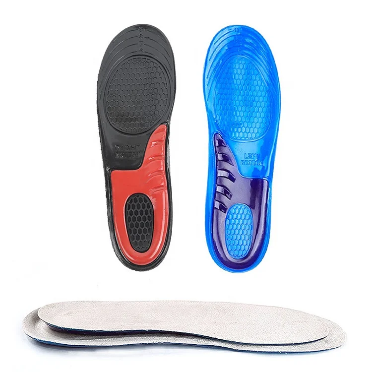 

Shoes Orthopedic Massaging Shock Absorption Insole Sport Running Silicone Gel Insoles, As showed,color can be customized