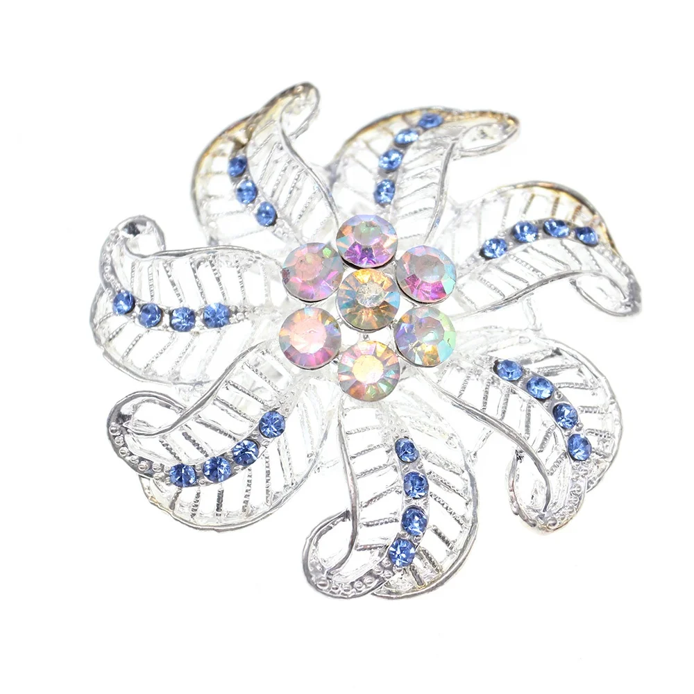 

Wholesale Light Color Vintage Elegant Crystal Rhinestone Flower Brooch Pin, As picture