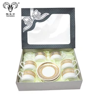

Exquisite porcelain 6 sets of cups saucers 12pcs tea set ceramics in gift pack for Tea or coffee for wedding gifts