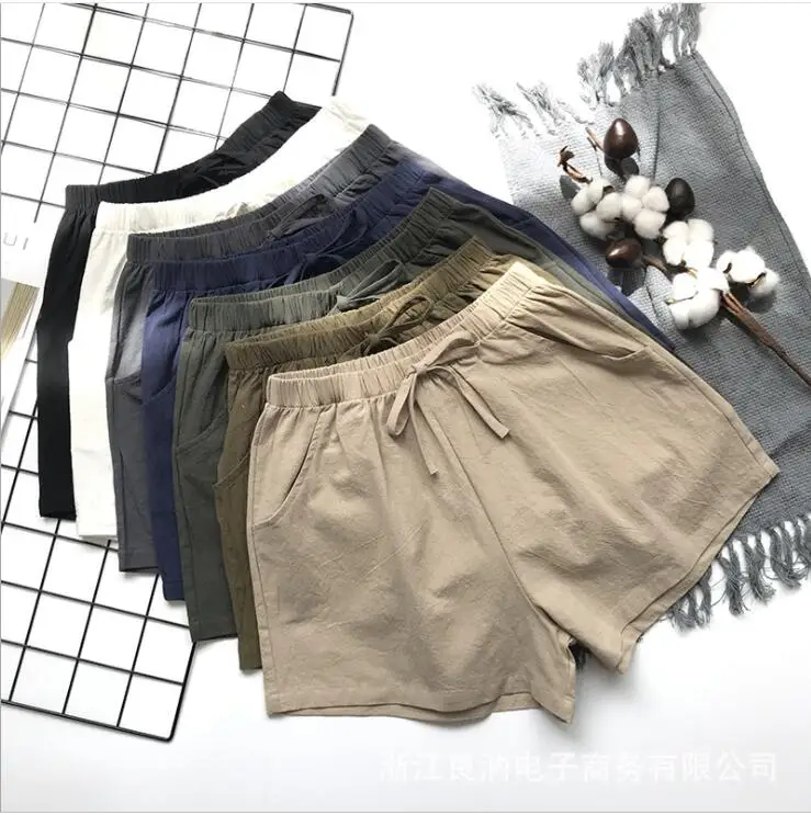 

Ecowalson Women High Waisted Drawstring Linen Shorts