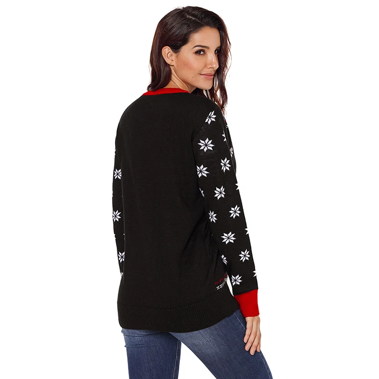 
Trade Assurance Christmas Reindeer Snowflakes Santa Women Sweater Female Cotton Cardigans Ladies 