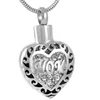 IJD 9156 Stainless Steel Cremation Pendant Necklace Ashes Commemorative " Mom " Heart Shaped Ashes Pendant Necklace