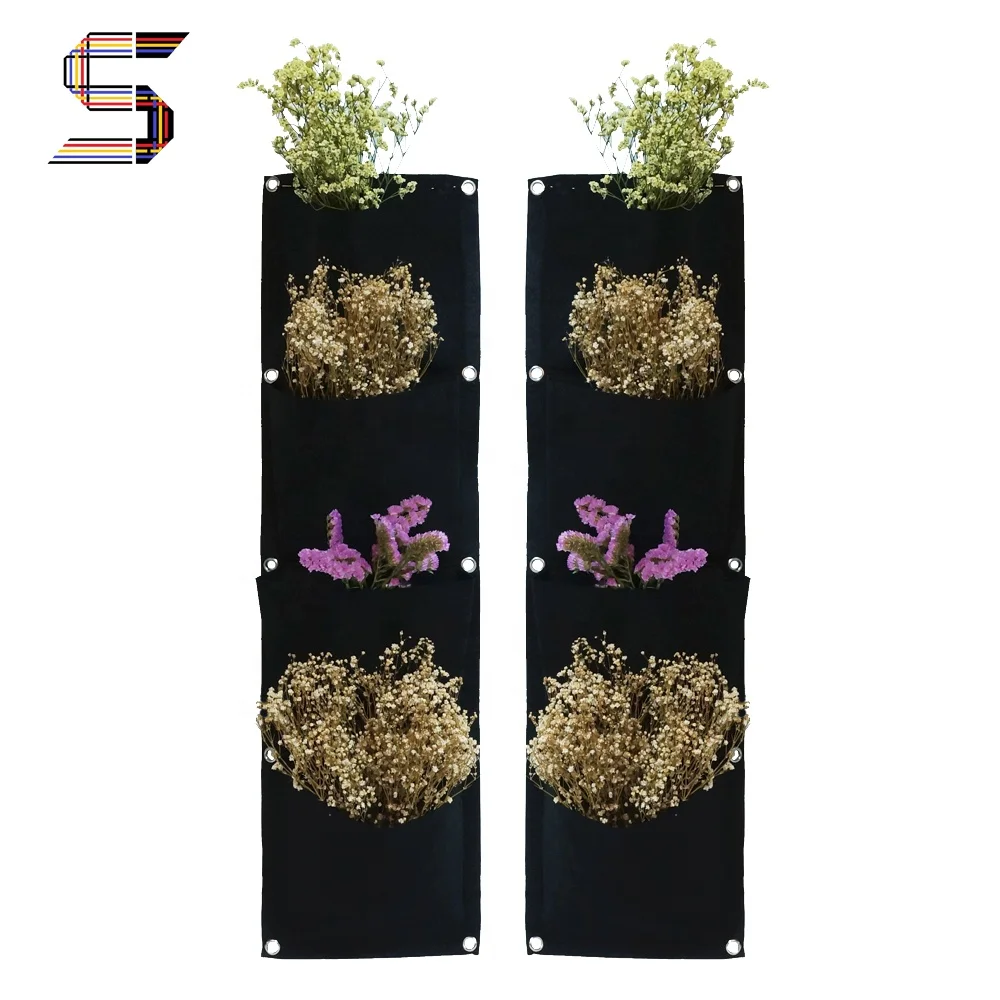 

custom made wall hanging bag stackable flower pots, Black