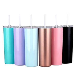 Image of 2019 outdoor houseware 20oz double wall stainless steel 20 oz tumbler, tumbler and tumbler cup with straw